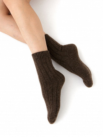 Теплые носки из 100% шерсти темно-коричневые